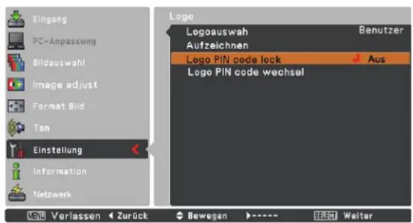 EIKI LC-XB100 - Logo PIN Code Sperre - 2