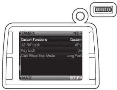 CAMERA INFO Custom Functions Custom AF/IAF-Lock AF-L Key Lock On Click Wheel Exp. Mode Long Push IMAGE SETLP