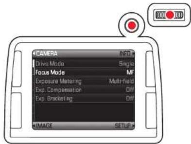 CAMERA INFO Drive Mode Single Focus Mode MF Exposure Metering Multi-Field Exp. Compensation Off Exp. Bracketing Off IMAGE SETUP