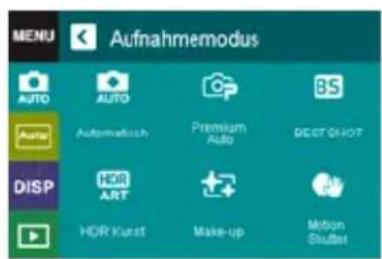 MENU Aufnahmemodus AUTO AUTO BMW Automatisch Premium Auto BEST CHOT DISP HDR ART HDR Kunst Make-up Motion Slutter