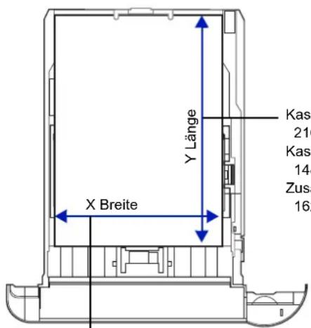 Utax P-4530DN - Papierbreite und -länge eingeben - 1