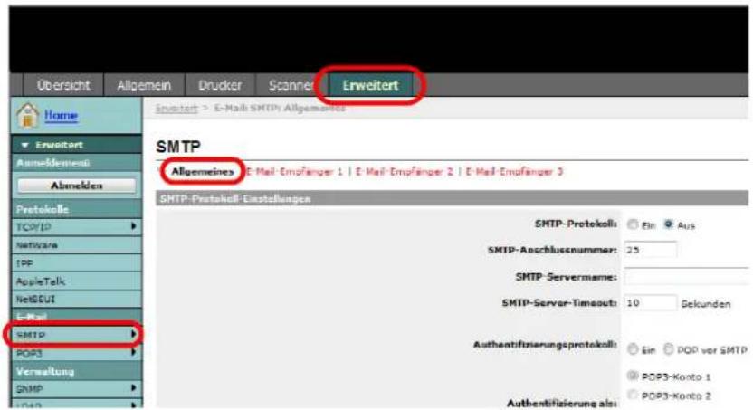 Utax P-4530DN - E-Mail-Einstellungen - 1