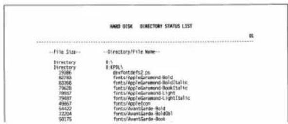 HARD OSKE DIRECTORY STATUS LIST 01 --File Size-- -Directory/File Name-- Directory 8-3 Directory 8-KPDL 1986 dsfontdef2.ps 82763 fonts/AppleGarwand-Bold 83568 fonts/AppleGarwand-BoldItalic 79628 fonts/AppleGarwand-BookItalic 78937 fonts/AppleGarwand-Light 79487 fonts/AppleGarwand-LightItalic 49867 fonts/AppleIcon 54422 fonts/AvantGande-Bold 72204 fonts/AvantGande-Bold01 50175 fonts/AvantGande-Box