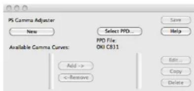 PS Gamma Adjuster New Select PPD... Save Help Available Gamma Curves: PPD File: OKU C831 Add -> <