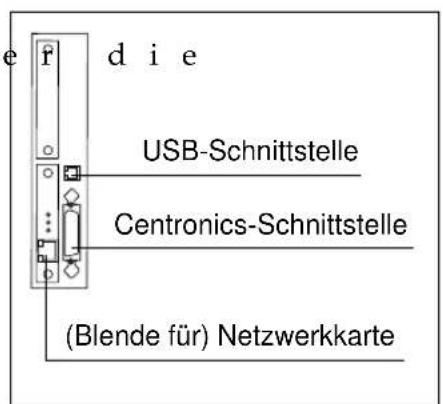 e d i e USB-Schnittstelle Centronics-Schnittstelle (Blende für) Netzwerkkarte