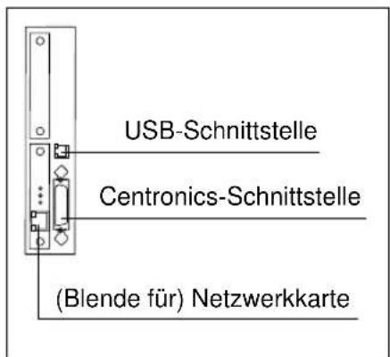 USB-Schnittstelle Centronics-Schnittstelle (Blende für) Netzwerkkarte