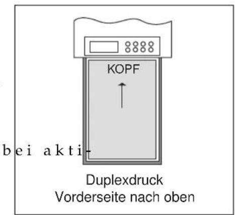 KOPF bei akti Duplexdruck Vorderseite nach oben
