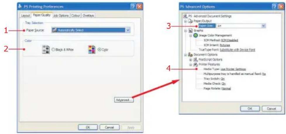 OKI C7350 - FESTLEGENDER STANDARDMEDIEN MIT DEM POSTSCRIPT TREIBER - 1