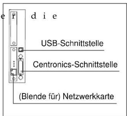 e d i e USB-Schnittstelle Centronics-Schnittstelle (Blende für) Netzwerkkarte