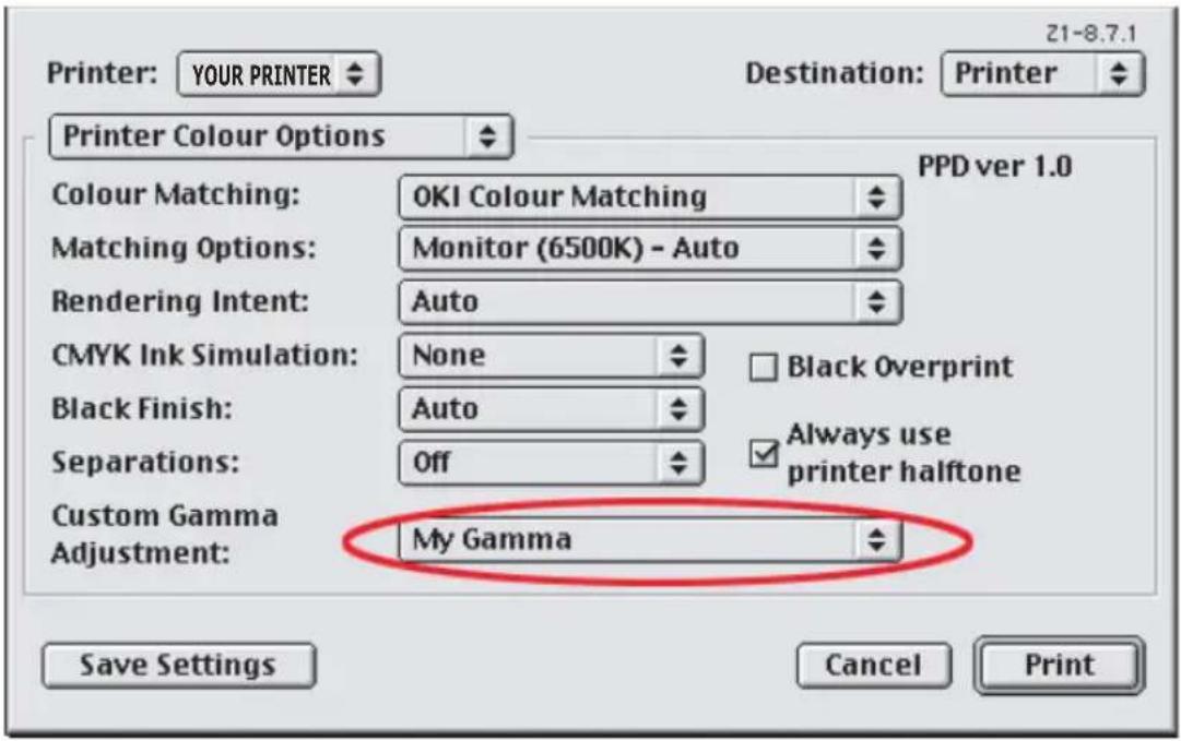 OKI C5300n - To use the gamma adjustment when printing: - 1