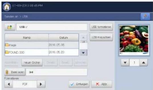 07-03-2013 08:45 PM Senden an > USB: USB 7/ Name Datum Image 2016.05.08 FOUND 000 2016.05.20 Date screen Ctrl Correction PDF USB formatieren USB Formatieren New Order End User Inferen 1 Abbr
