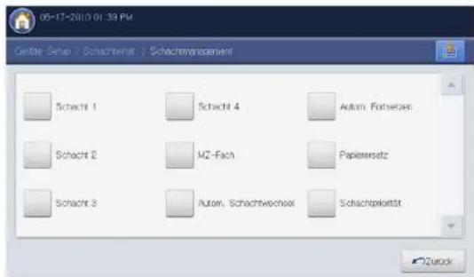 06-17-2010 01:39 PM Gerdte Setup : Schachingerat : Schachmanagement Schacht 1 Schacht 4 Autom. Rohnebs Schacht 2 MZ-Fach Papierersatz Schacht 3 Autom. Schachtwochsel Schachspokrat Zurück