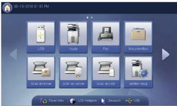 05-13-2010 01:07 PM USB Kiople Fax DocumentBox Scan an Email Scan an Server Scan an Use Scatter-Setup Toner-Info LCD-Helligkei Deutsch USB