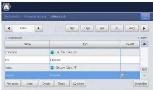Gebittwoch > Anwendungsrechte > Adesbuch Index ABC OEF GH JL MND Ergebnisse Name Typ Favort Company Gruppe (Ces. -2) MIL Erzogene Veltor Gruppe (Ces. -4) S/5 Ergebnis Alle ausw. Neu Details Scents Löschen Solution