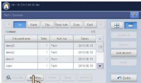 06-18-2010 09:33 AM Fact0 Common No Kapie Fax Grap Auto Scan Fach Datain 1/2 Dokumenthome Seite Auth Lyp Datum demo3 1 Fach 2010.06.18 1/2 demo2 1 Fach 2010.06.18 Ure drucken demo1 1 Fach 2010.06.18 copy 1 Fach 2010.06.18 Zurück
