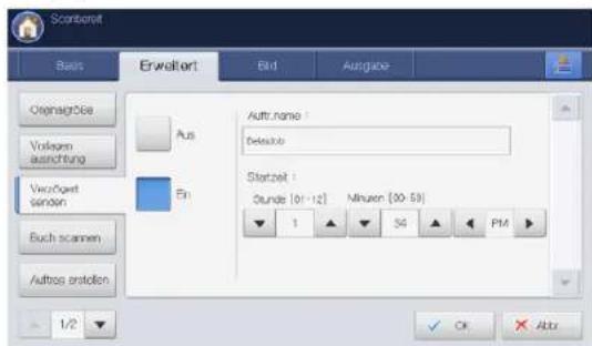 Scorberat Basis Erweltert Bid Ausgabe OrechnagDie Vorlefern ausrichtung Vw2/Cwest sändern Buch scannen Auftras ortollen Aus En Autr. name : Delete Startzeit : Gunde [0-12] Minuern [30-59] 1 56 PM 1/2 OK Abbr