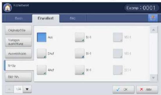 Erweiterat Exemp: 0001 Basis Original08a Voragen ausrichtung Auswirkople Aus Aus 2Auf 8×1 16×1 18×1 N-Up 4Auf 9×1 50×1 Bid -Wh 1/4 OK Abbr