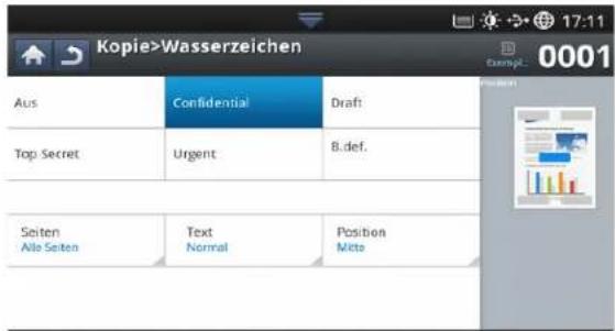 Kopie > Wasserzeichen Aus Confidential Draft Top Secret Urgent 8.def. Seiten Alle Seiten Text Normal Position Mito