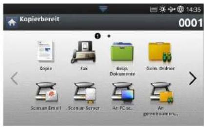 Kopierbereit 0001 Kopio Fax Gesp. Dokumente Gom. Ordner Scan an Email Scan an Server An PC sc... An gemeinsare en...