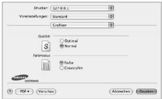 Drucker: 127.0.0.1 Voreinstellungen: Standard Crafiken Qualität: Optimal Normal Farbmodus Farbe Graustufen SAMSUNG ELECTRONICS PDF Vorschau Abbrechen Drucken