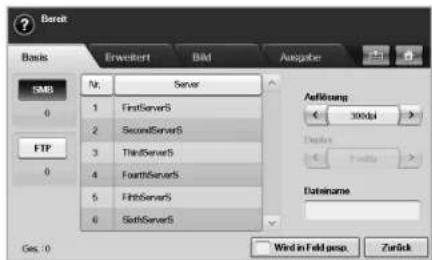Bereit Basis Erweiter Bild Ausgabe SMB Nr. Server 1 FirstServer5 2 SecondServer5 3 ThirdServer5 4 FourthServer5 5 FifthServer5 6 SixthServer5 Aufkennung 300kb Diputus Filename Ges. 0 Wind in Feld geo. Zurück