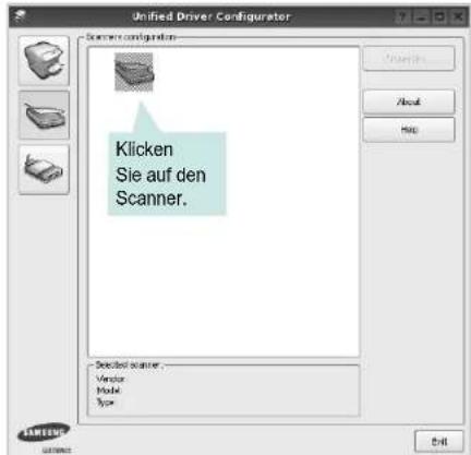 Unified Driver Configurator Klicken Sie auf den Scanner. Selected scanner Vendor Model Type