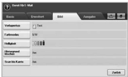 Bereit für E-Mail Basic Enweibert Bild Ausgabe Vorlagentyp Text Farbmodes S/W Helligkeit Hintegrennd dischen Ans Scan bis Kante Ans Zurück