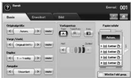 Bereit Basis Enrollort Bild Originalgröße Autons Vorlagentyp Text Text/Rate Auto Verg./Verkl Original (100%) meter Duplex 1 → 1 ⓝ# meter Aergabe Umsordert meter Papierafahr Autons Letter Letter Letter Letter Wird in Fold group. Exempl: 001