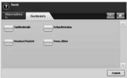 Bereit Materialiebe Geräteinfo Gerdnotetails Schachterstatus Druckere/Bericht Venue /Zöfer Zenk