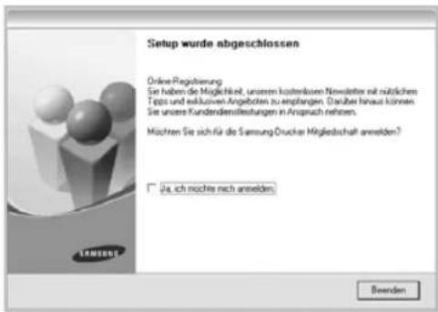 Setup wurde abgeschlossen Online-Pagrisierung: Sie haben de Möglichkeit, unseren kostenlosen Newsletter mit nütlichen Tips und einzenden Angebots zu empfangen. Darüber hinaut können. Sie unsere Kundensorientleistungen in Anspruch rehören. Möchten Sie sich für die Samsung Drucker Mitgliedschaft anmelden? □ 24, ich nochte nach anmelden. Beenden