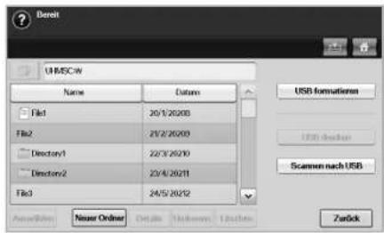 Dereit UMSCW Name Datum File1 20/1/20203 File2 21/2/20203 Directory1 22/3/20210 Directory2 23/4/20211 File3 24/5/20212 USB formationen USB checklist Scanmen nach USB AutoIndex Neuer Order Details Unknown Options Zurück