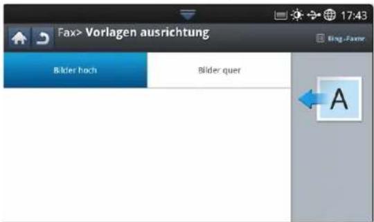 Fax> Vorlagen ausrichtung Bilder hoch Bilder quer A