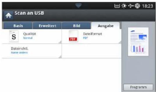 Scan an USB Basis Erweitert Bild Ausgabe S Qualität Nanand FOF Datelformat Dateirichtl. Name anders Programm