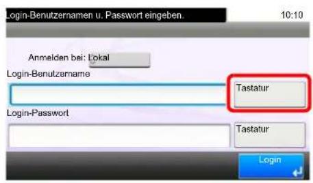 Triumph-Adler P-C3560i MFP - Login-Benutzernamen und Login-Passwort eingeben. - 1