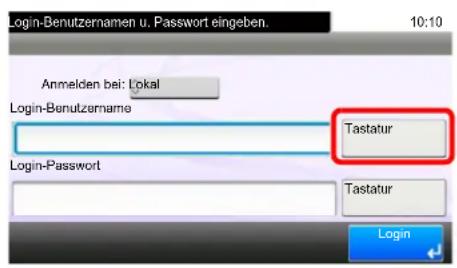 Triumph-Adler P-C3565i MFP - Login-Benutzernamen und Login-Passwort eingeben. - 1