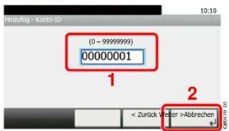 Triumph-Adler P-C2665 i MFP - Kontoinformationen eingeben. - 2