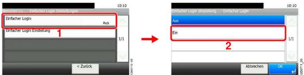 Triumph-Adler P-C2665 i MFP - Einfachen Login aktivieren. - 1