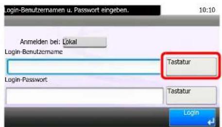 Triumph-Adler P-6035i MFP - Login-Benutzernamen und Passwort eingeben. - 1
