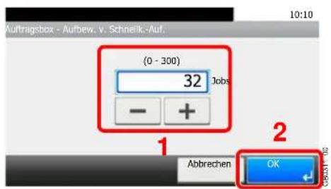 Triumph-Adler P-C2660 i MFP - Geben Sie die maximale Anzahl gespeicherter Aufträge an. - 1