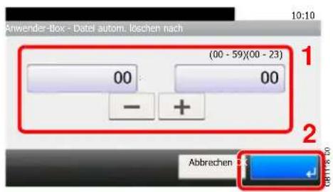 Triumph-Adler P-C2660 i MFP - Zeitspanne zur Dokumentenlöschung eingeben. - 1
