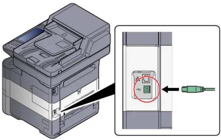 Triumph-Adler P-4035i MFP - Kabel mit dem Gerät verbinden. - 1