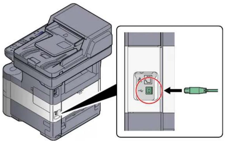 Triumph-Adler P-4030 MFP - USB-Kabel mit dem Gerät verbinden. - 1