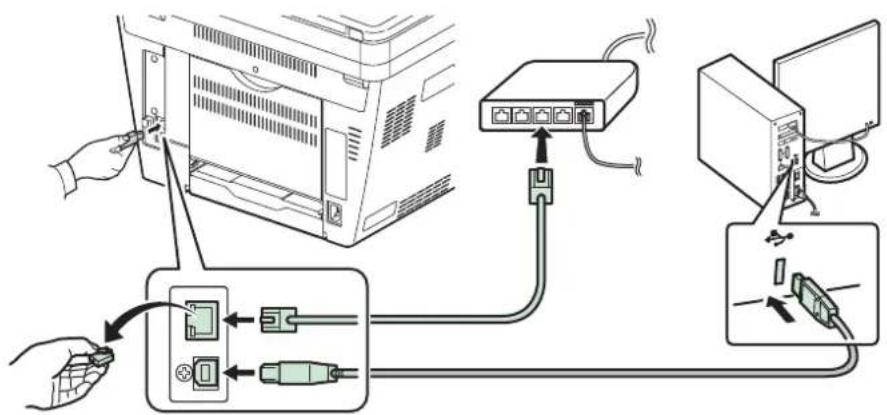 Triumph-Adler P-3525 MFP - Kabel anschließen - 1
