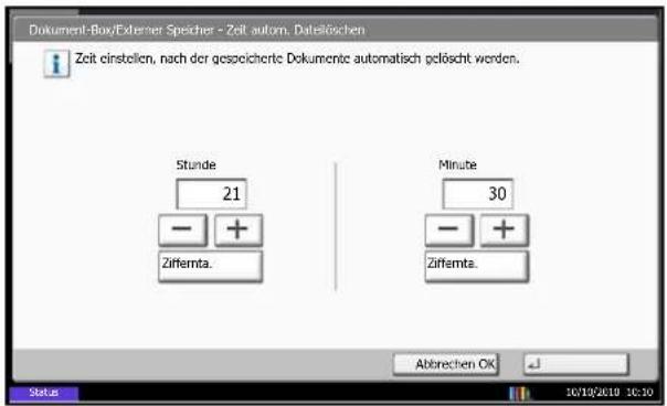 Triumph-Adler DCC 2970 - Eingabe der Zeit für die automatische Dateilöschung - 1