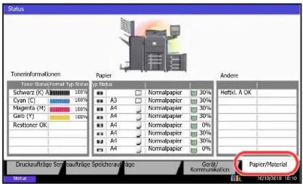 Triumph-Adler DCC 2970 - Verbleibenden Toner- und Papiervorrat prüfen - 1