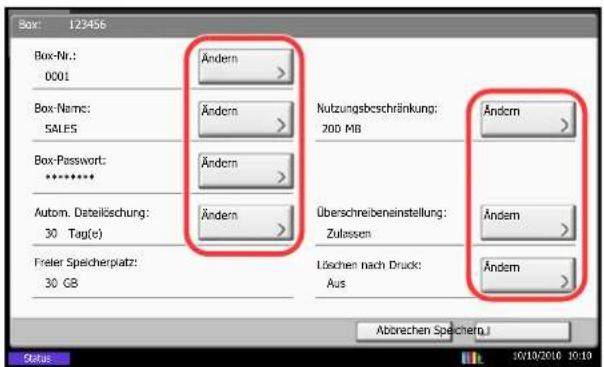 Triumph-Adler DCC 2965 - Prüfen und verändern von Box Einstellungen - 2