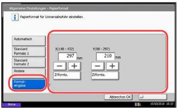 Triumph-Adler DCC 2965 - Papierformat und Medientyp für die Universalzufuhr wählen - 3