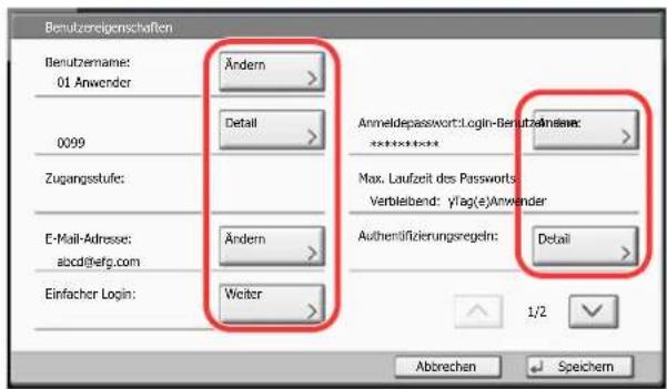 Triumph-Adler 6555i - Benutzereigenschaften ändern. - 1
