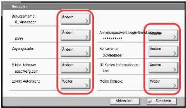 Triumph-Adler 6555i - Benutzerinformationen eingeben. - 1