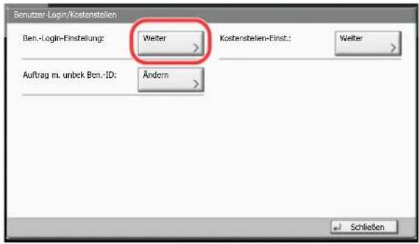 Triumph-Adler 6555i - Tippen Sie auf [Weiter] in „Benutzer-Login-Einstellung“. - 1